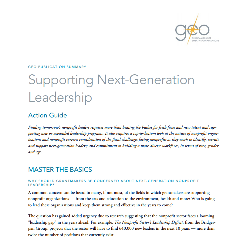 Executive Summary: Supporting Next-Generation Leadership - GEO